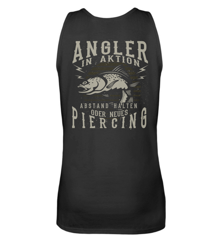 Angler in Aktion Abstand halten oder neues Piercing - Herren Tanktop - Shirtfisch