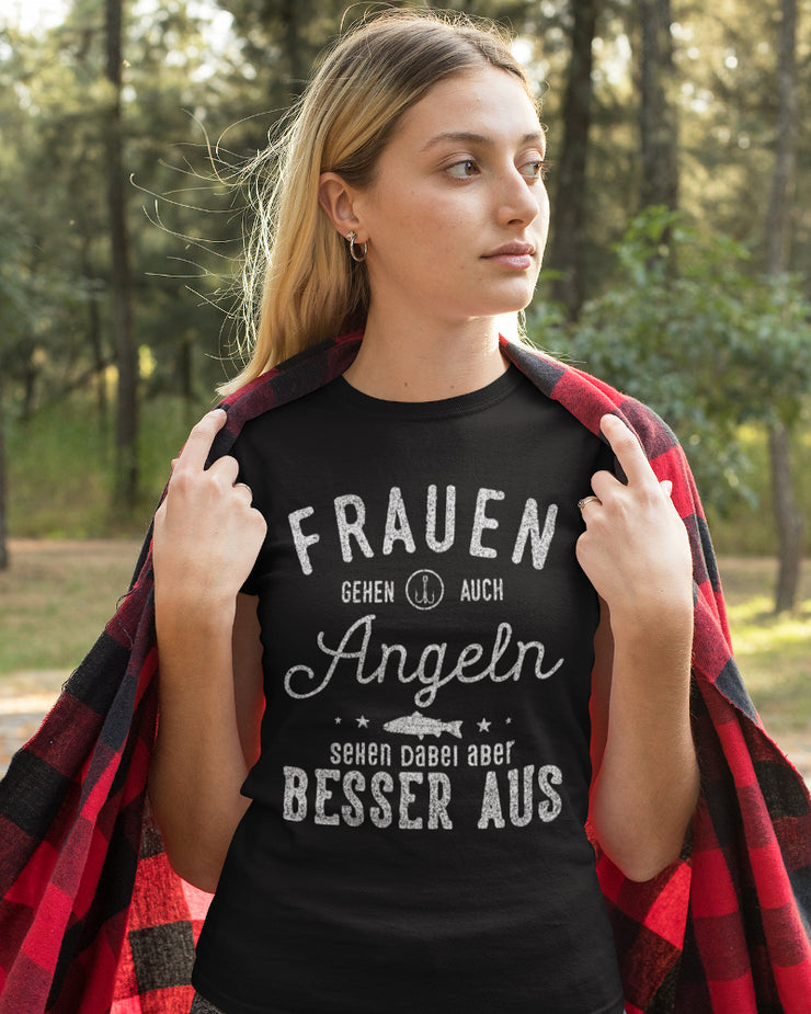 Frauen gehen auch Angeln - Damenshirt - Shirtfisch