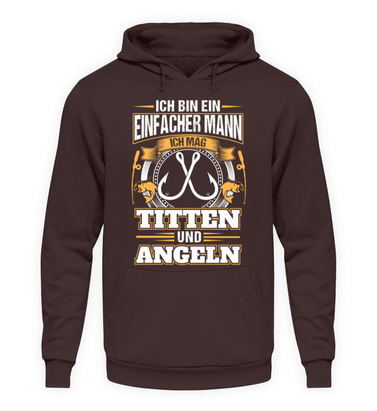 Einfacher Mann mag Titten und Angeln  - Unisex Kapuzenpullover Hoodie - Shirtfisch