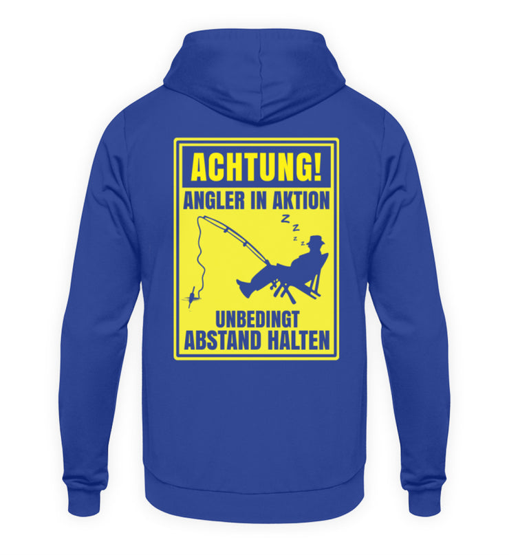 Achtung! Angler in Aktion  - Unisex Kapuzenpullover Hoodie - Shirtfisch