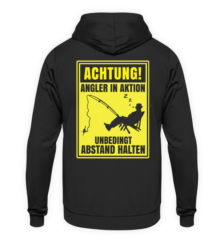 Achtung! Angler in Aktion  - Unisex Kapuzenpullover Hoodie - Shirtfisch